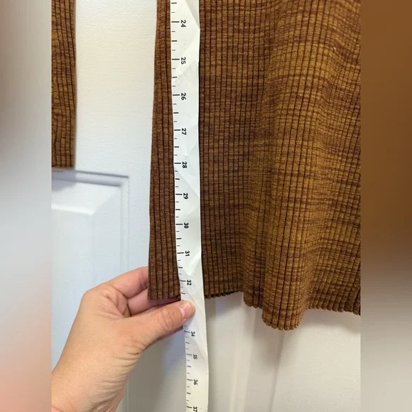 Helmut Lang Womens Dress Small Pecan Marl Stretch Knit Rib Mini Bodycon Designer - Picture 10 of 11